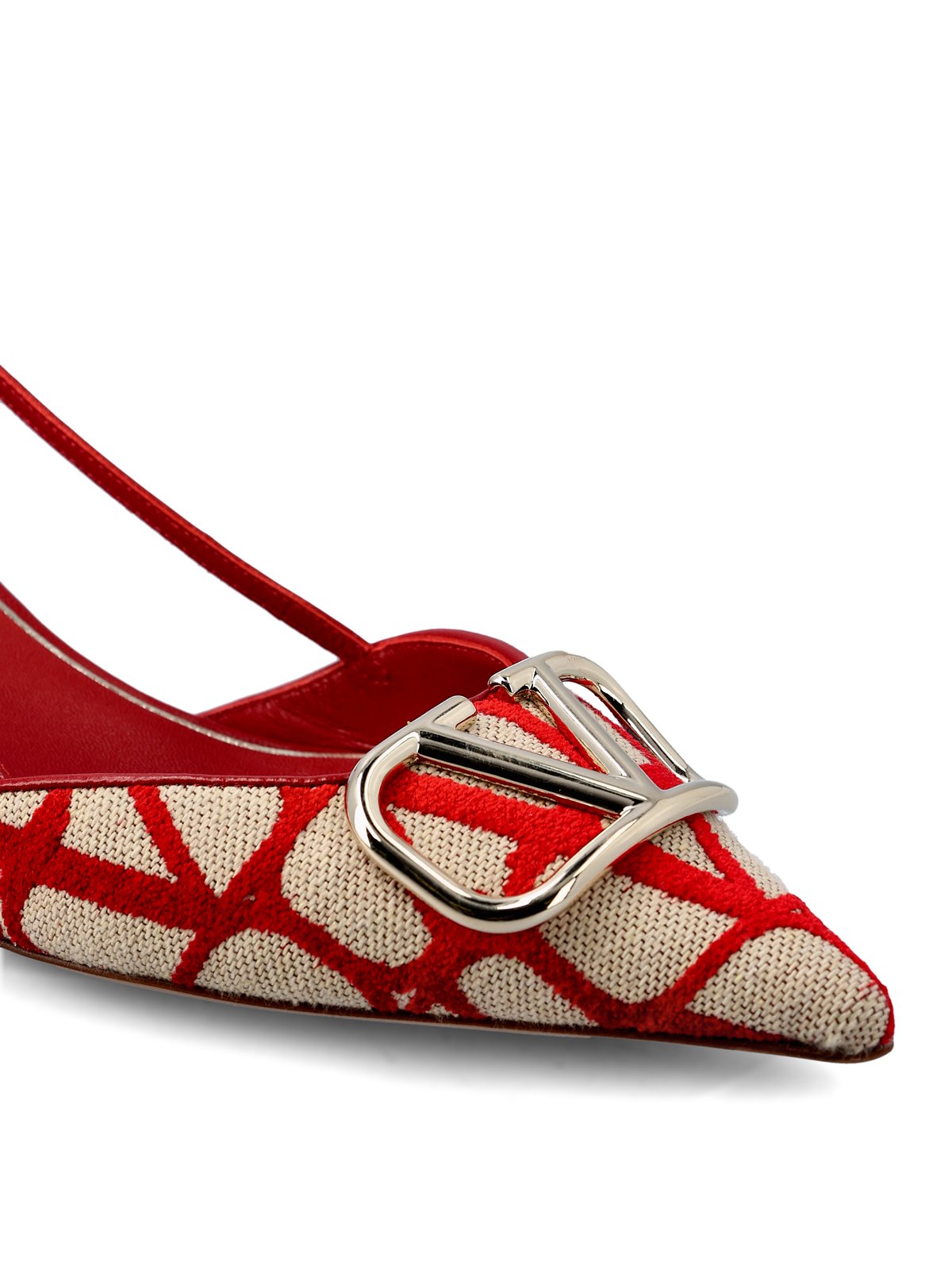 Valentino Logo Plaque Pointed Toe Slingback Pumps