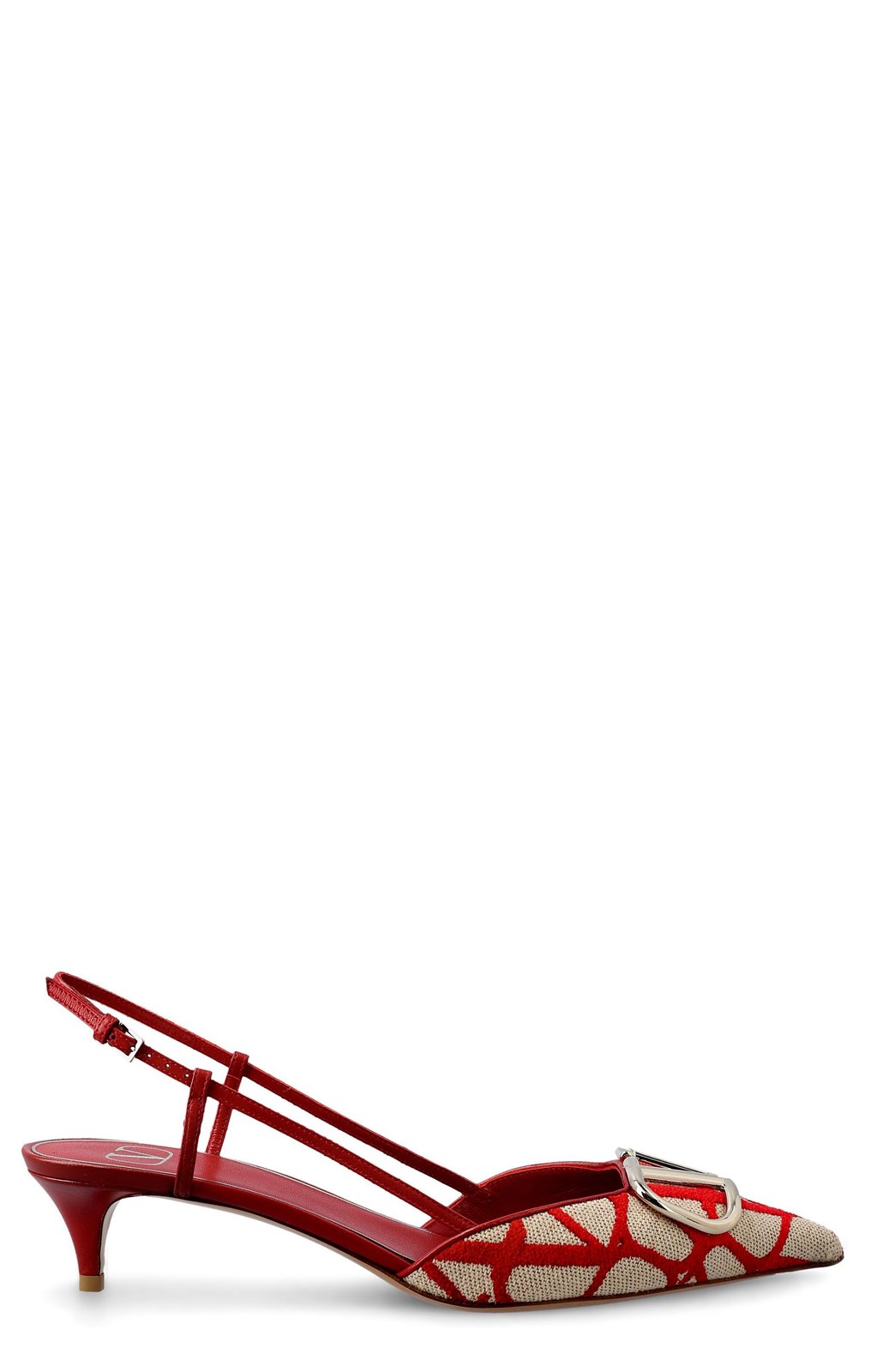 Valentino Logo Plaque Pointed Toe Slingback Pumps