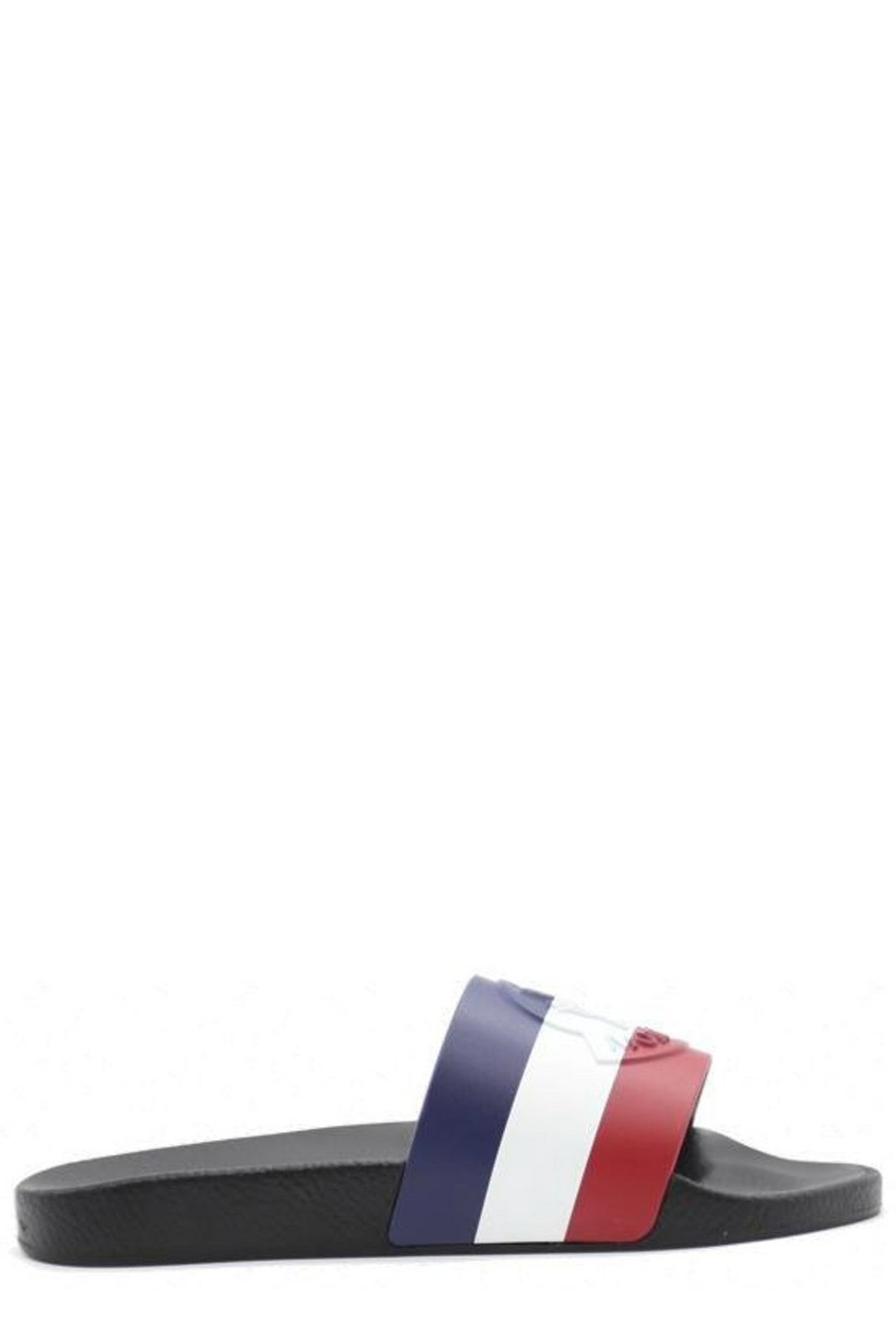Moncler Logo Embossed Striped Slip-On Slides