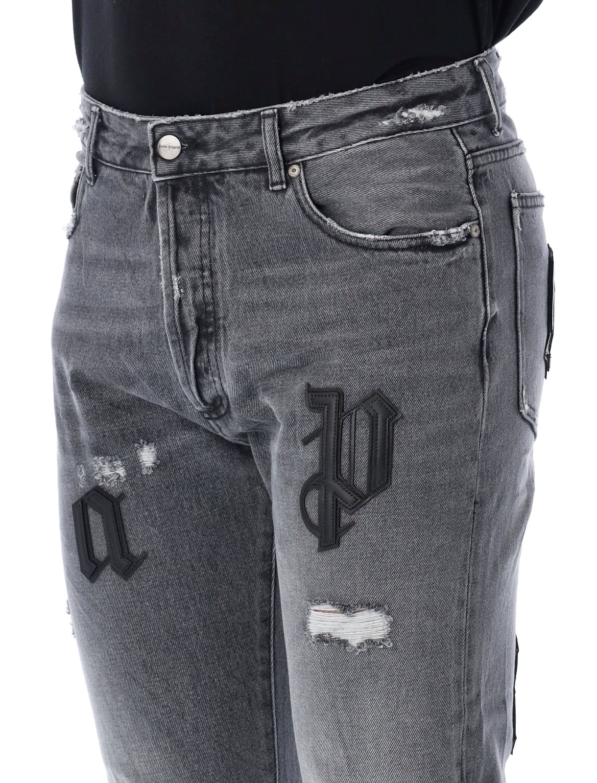 Palm Angels Distressed Logo-Patch Jeans