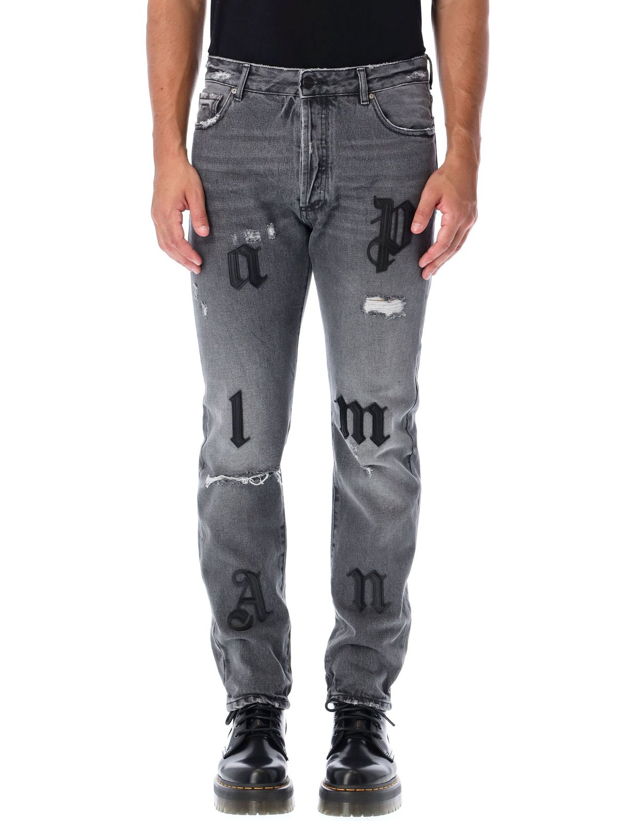 Palm Angels Distressed Logo-Patch Jeans