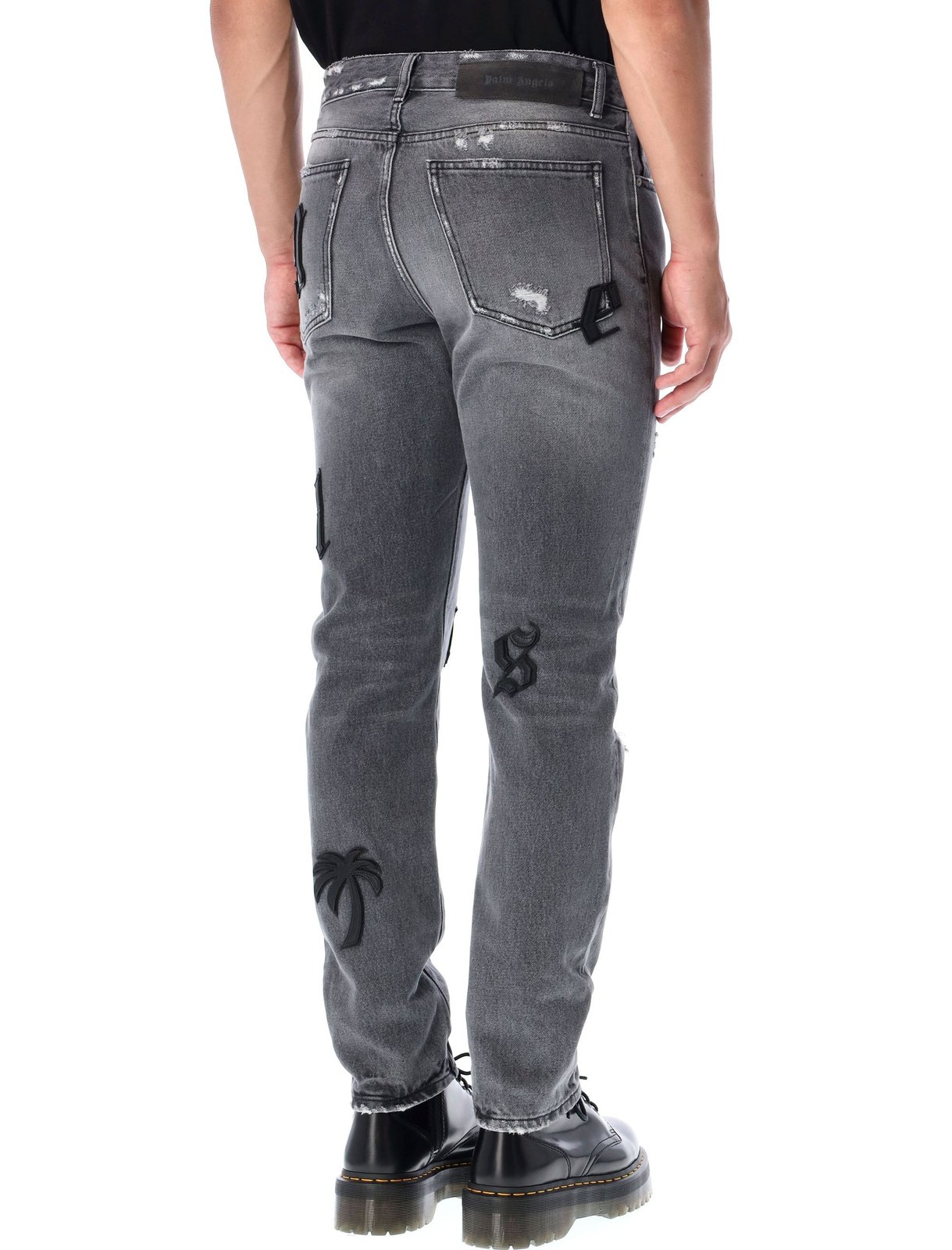 Palm Angels Distressed Logo-Patch Jeans