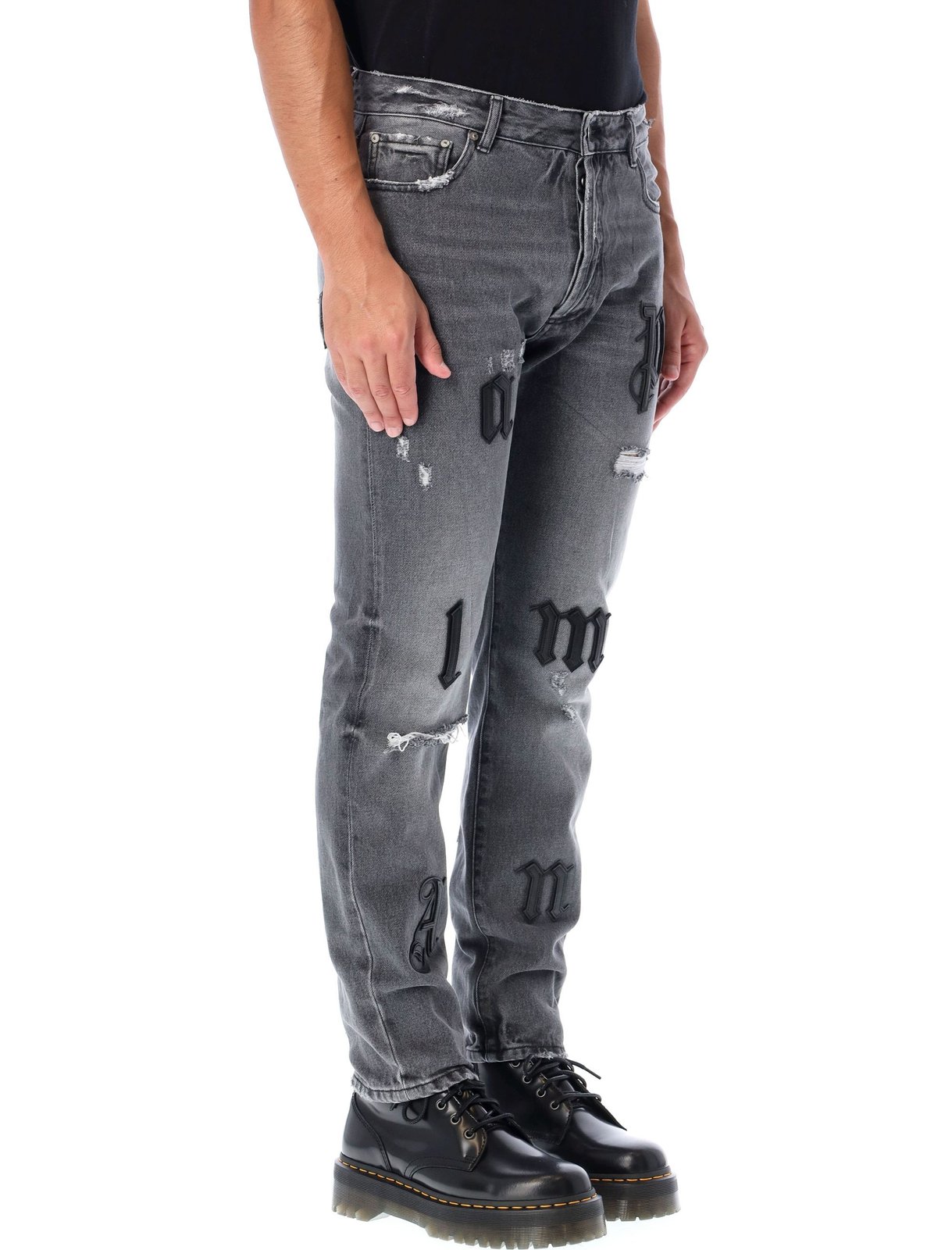 Palm Angels Distressed Logo-Patch Jeans