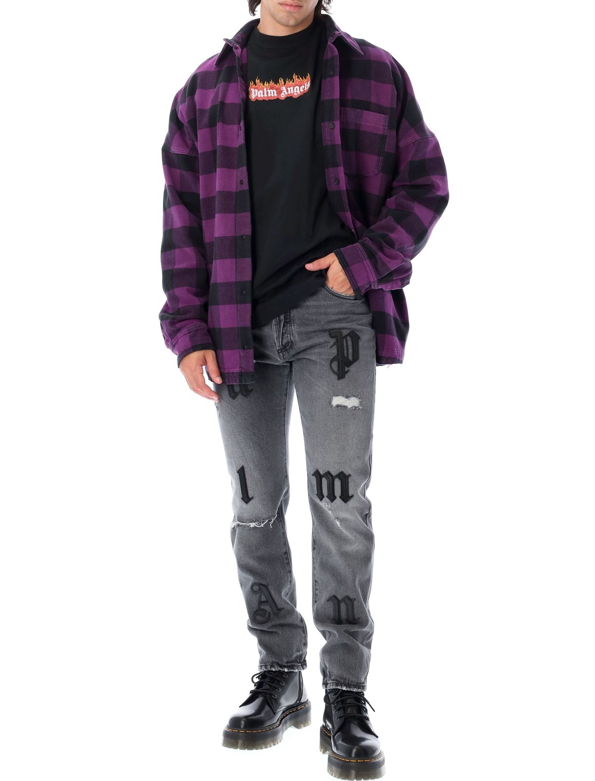 Palm Angels Distressed Logo-Patch Jeans