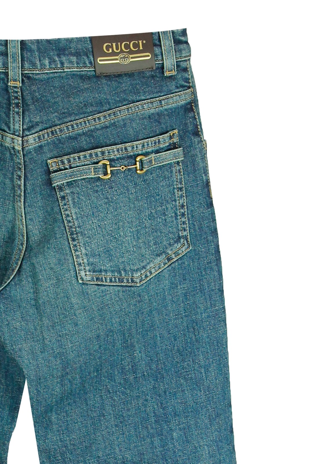 Gucci Kids Horsebit Logo Patch Jeans