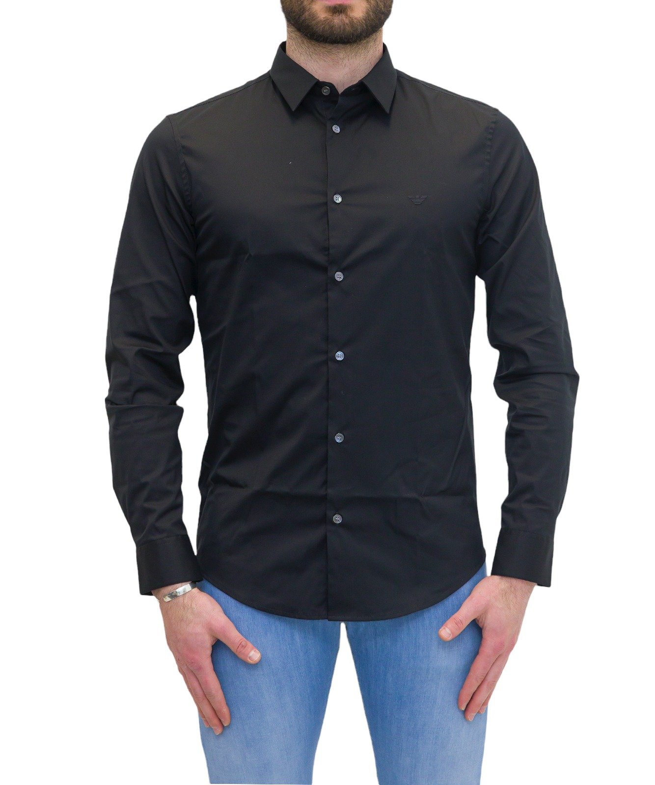 Emporio Armani Logo-Embroidered Buttoned Shirt