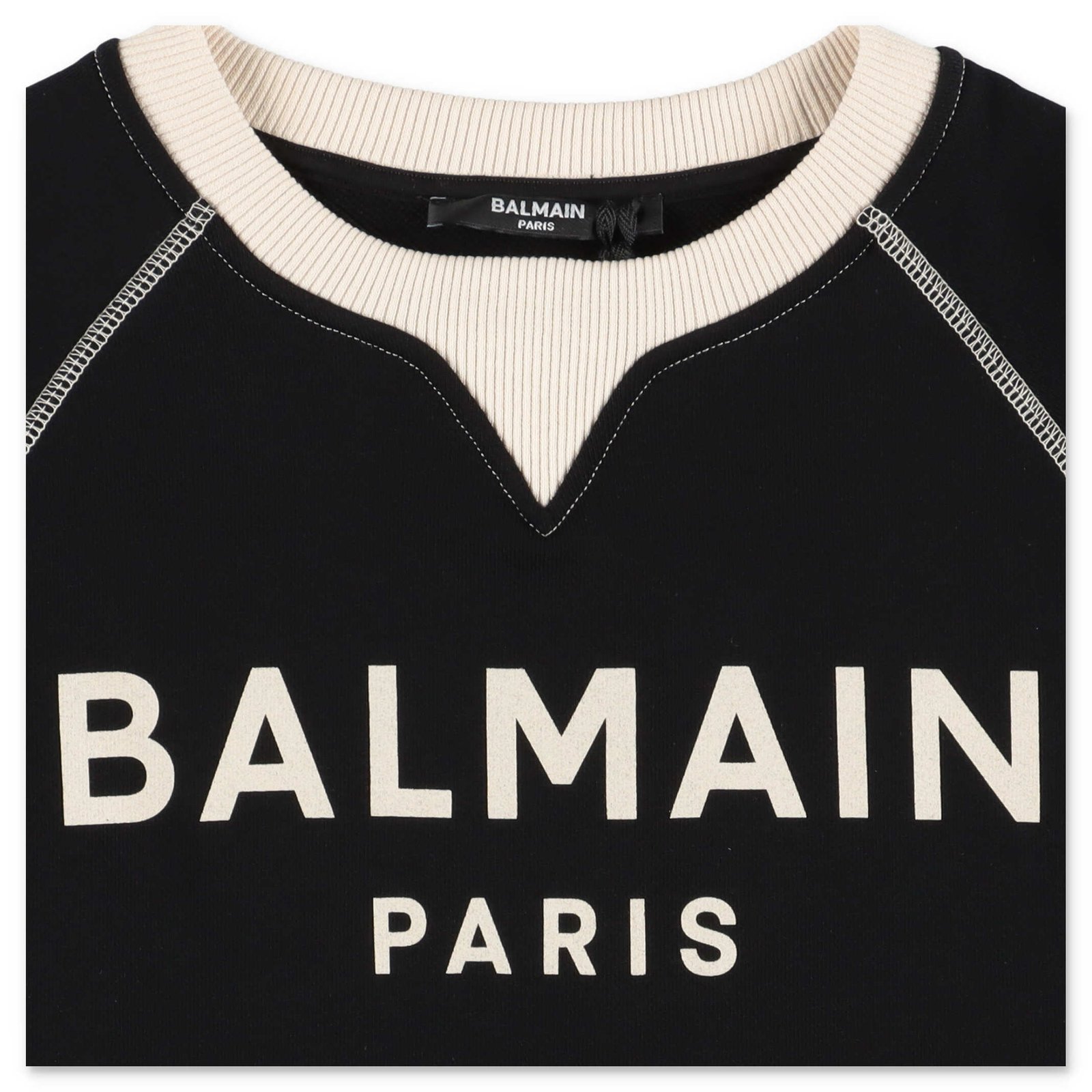 Balmain キッズ ロゴ プリント コントラスト トリム スウェットシャツ