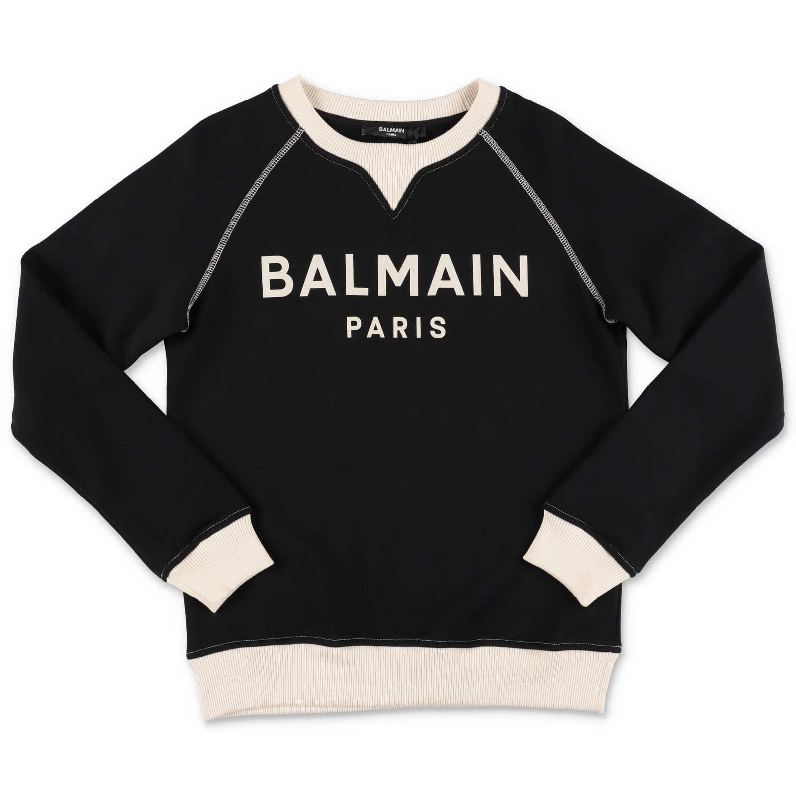 Balmain キッズ ロゴ プリント コントラスト トリム スウェットシャツ