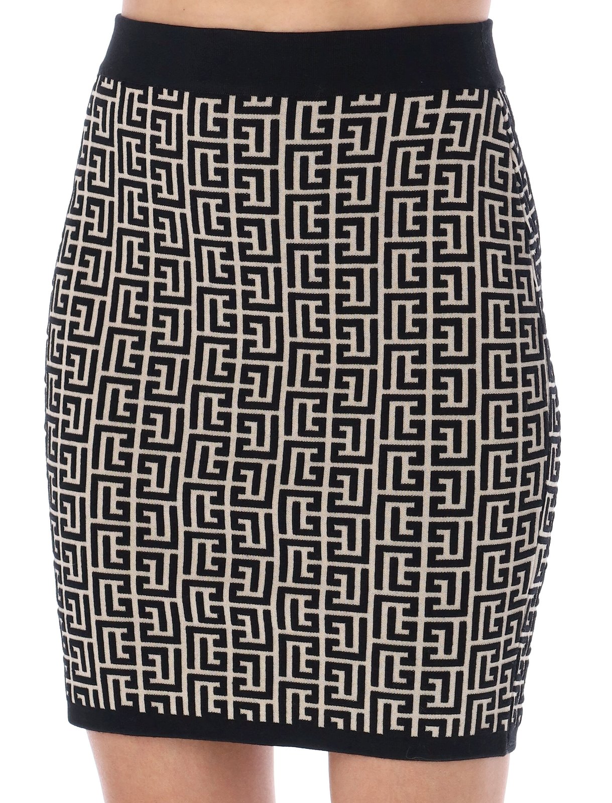 Balmain Monogrammed Knitted Skirt