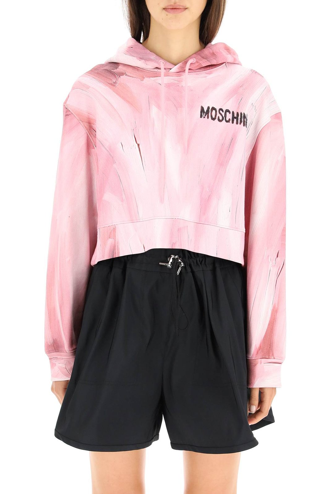 Moschino Drawstring Cropped Hoodie