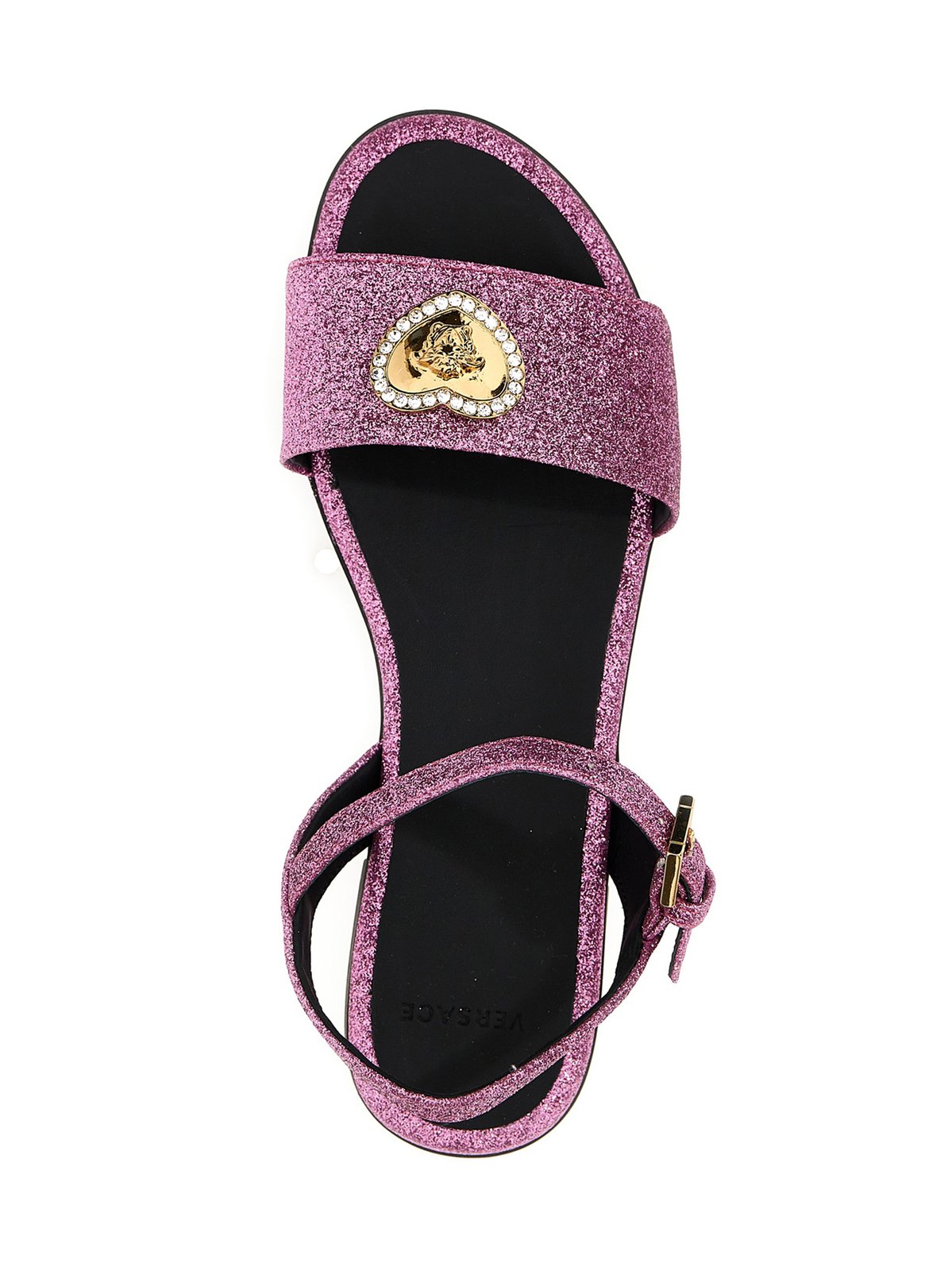 Versace Kids Embellished Heart Plaque Open Toe Sandals