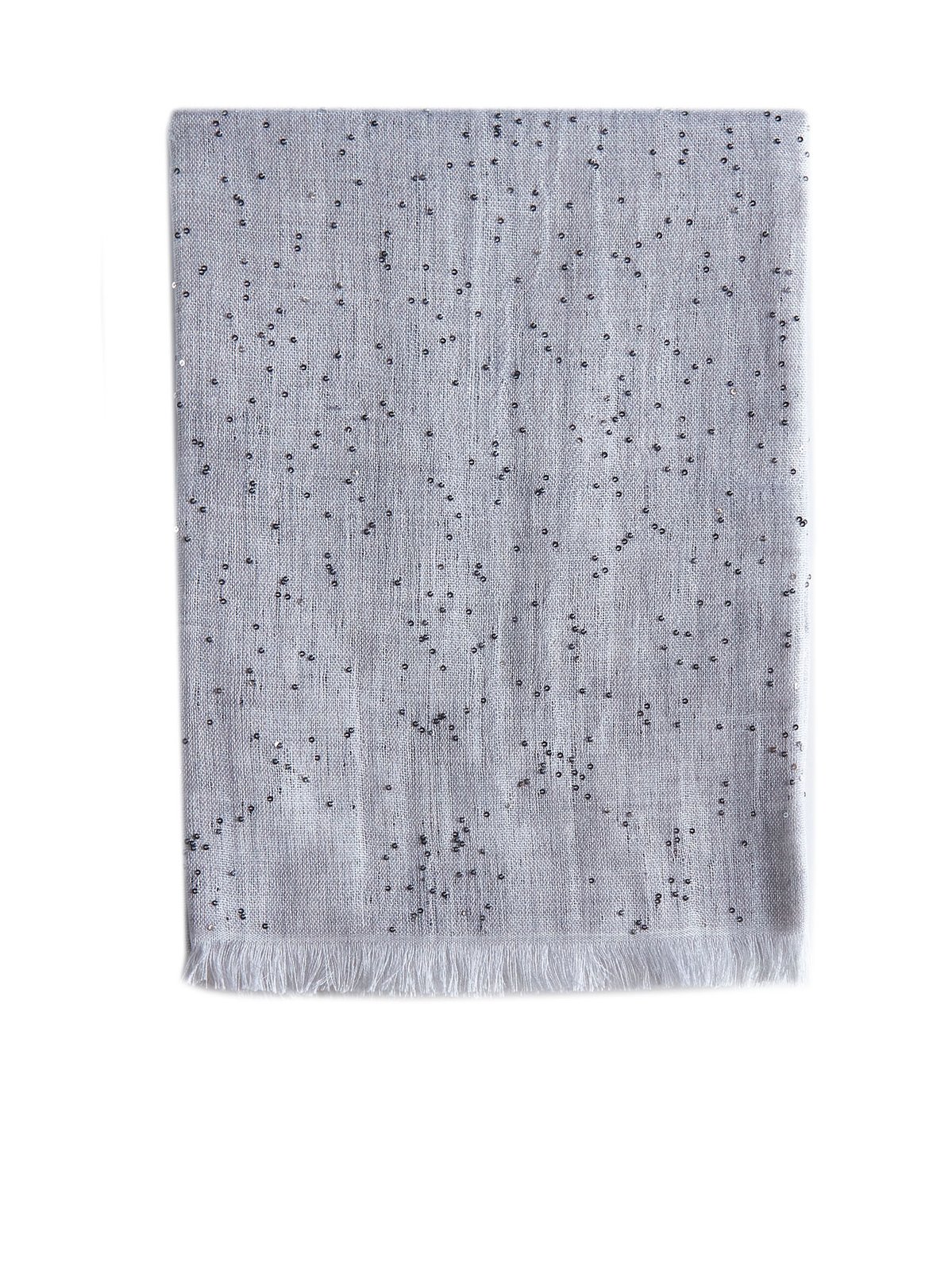 Brunello Cucinelli Glitter Embellished Frayed-Edge Scarf