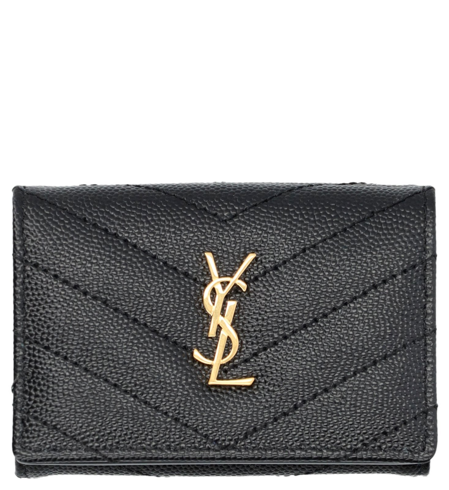 Saint Laurent Cassandre Logo Plaque Quilted Wallet