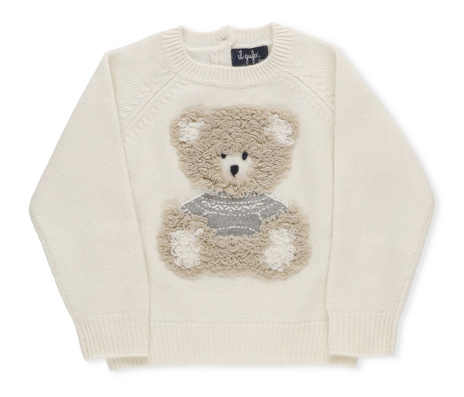 Il Gufo Bear Appliqué Crewneck Jumper