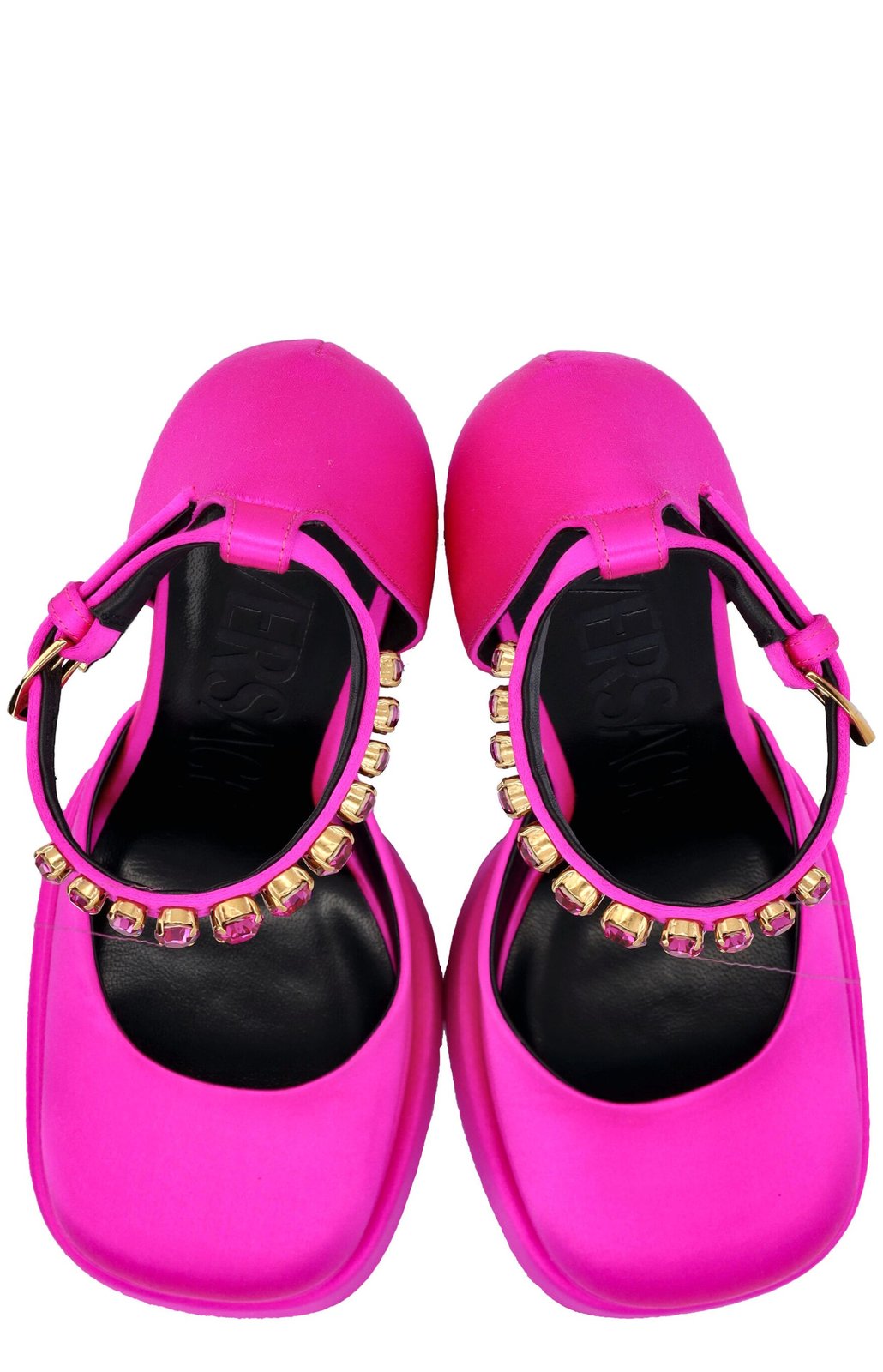 Versace Medusa Head Charm Satin Platform Pumps