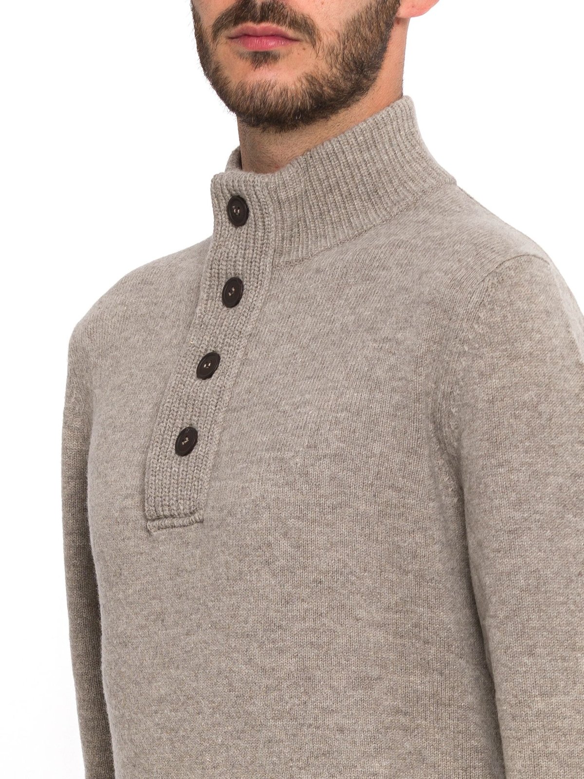 Barbour Buttoned High-Neck Knit Jumper