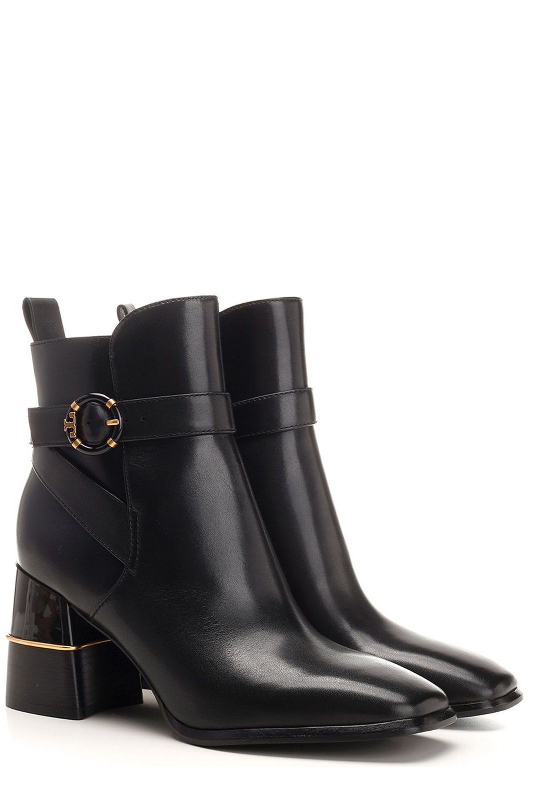 Tory Burch Round-Toe Logo-Buckled Boots