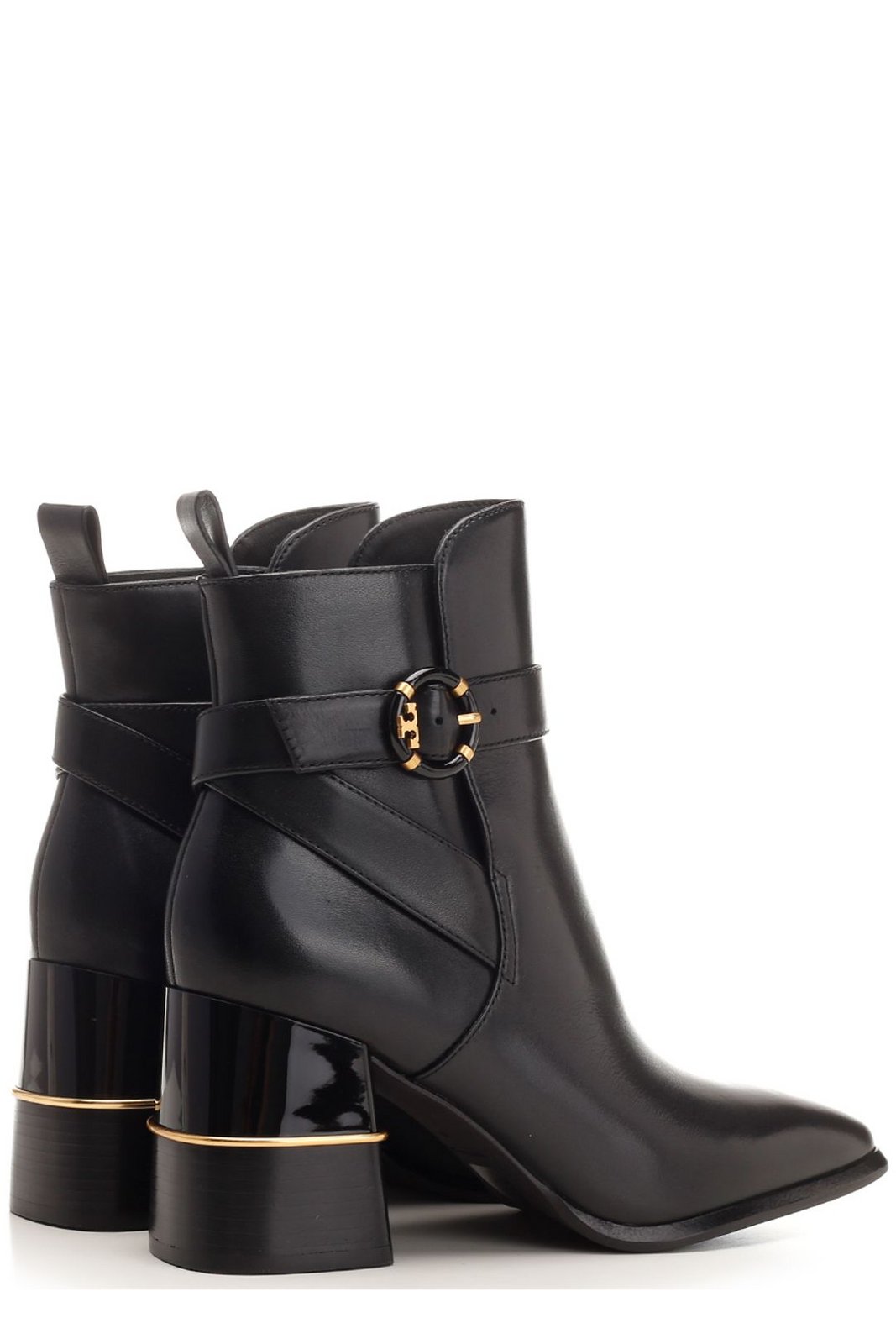 Tory Burch Round-Toe Logo-Buckled Boots