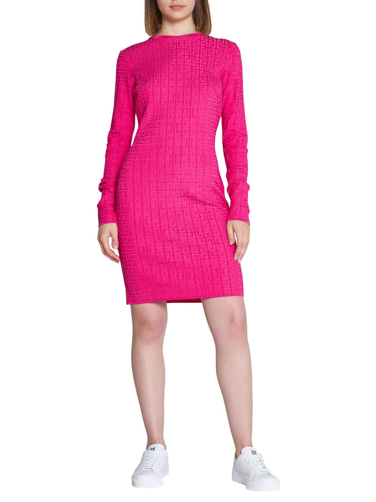 Givenchy All-Over Logo Long-Sleeved Dress