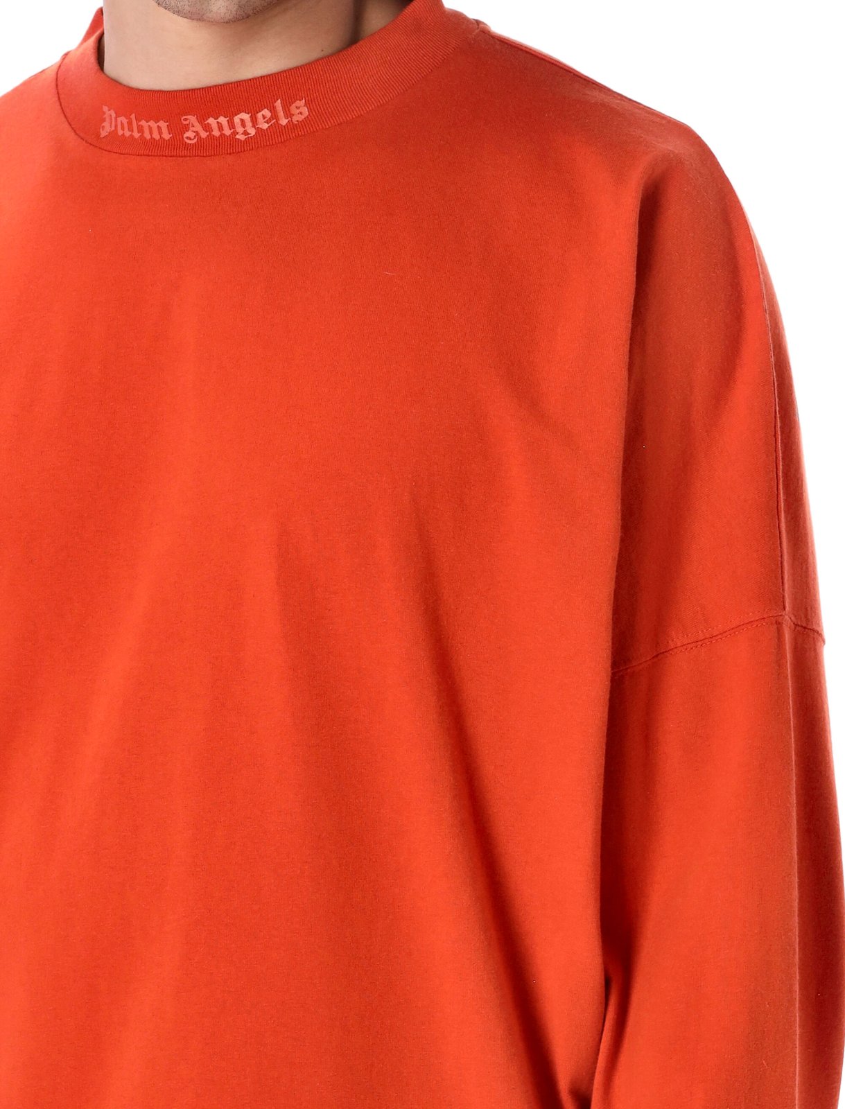 Palm Angels Glitter Logo Oversized Long-Sleeve T-Shirt