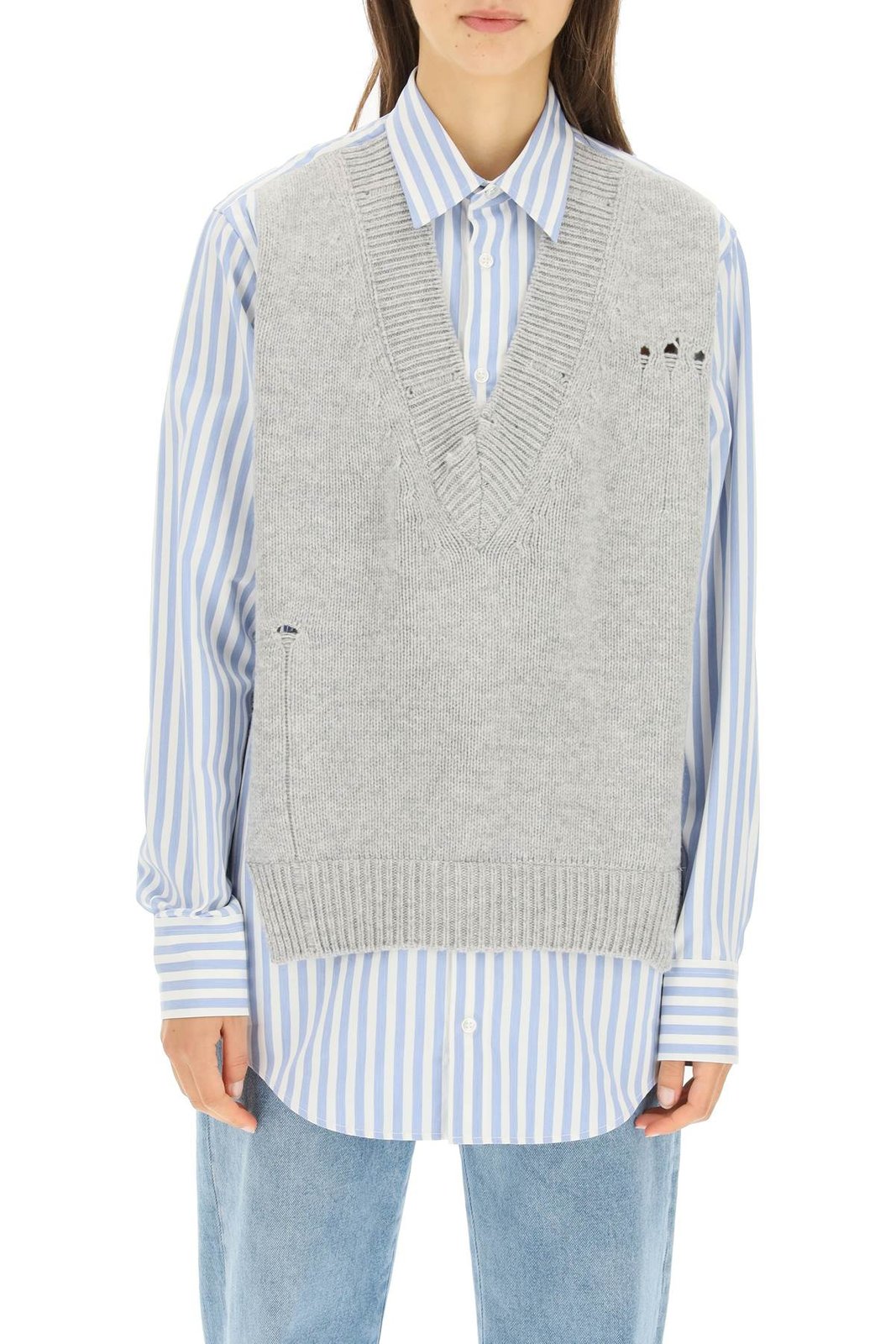 Maison Margiela Distressed Vest Layered Shirt