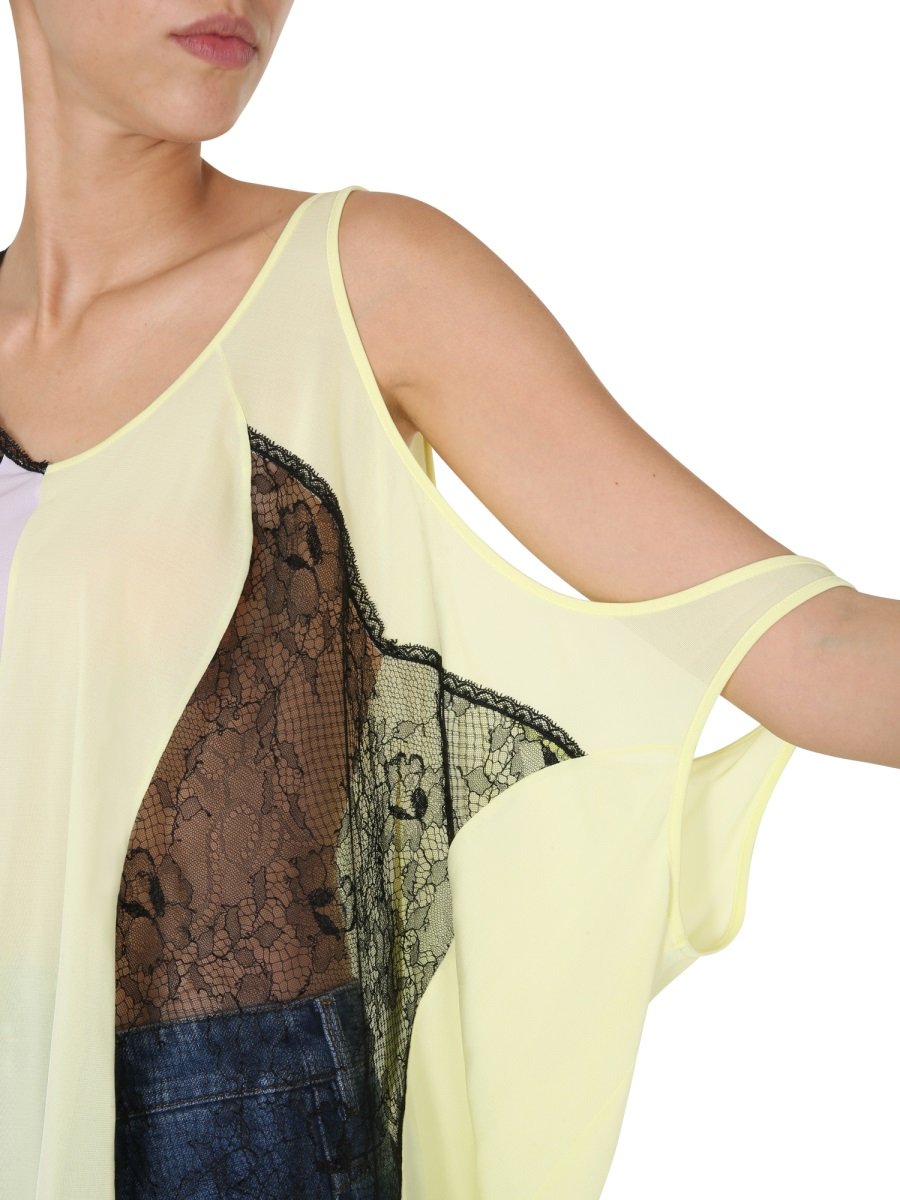 Maison Margiela Contrasting Panelled Draped Blouse