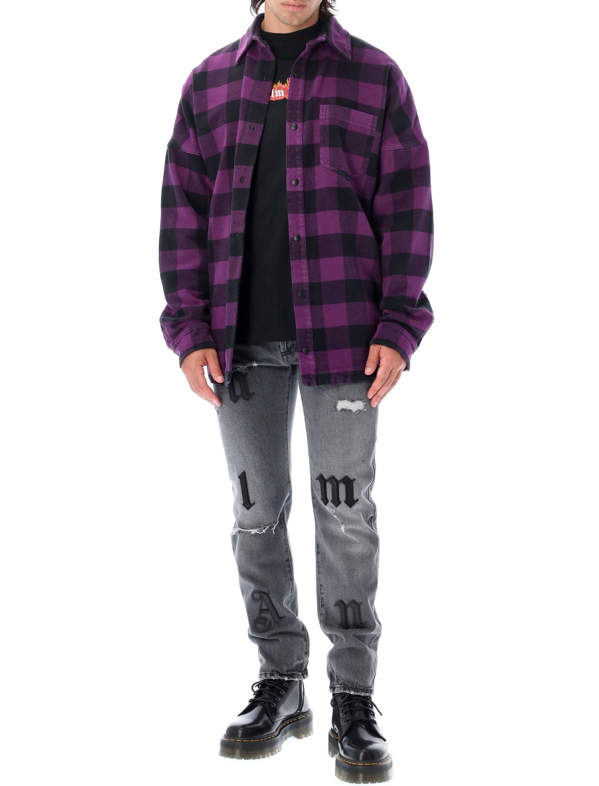 Palm Angels Logo-Printed Checked Shirt