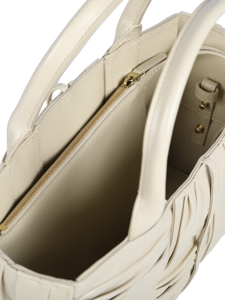 Bottega Veneta Woven Pleated Top Handle Tote Bag