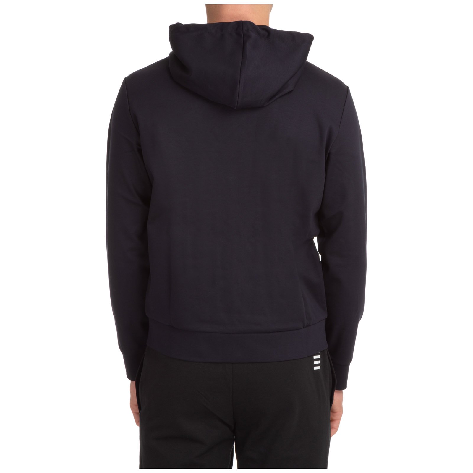 Emporio Armani Logo Patch Zipped Drawstring Hoodie