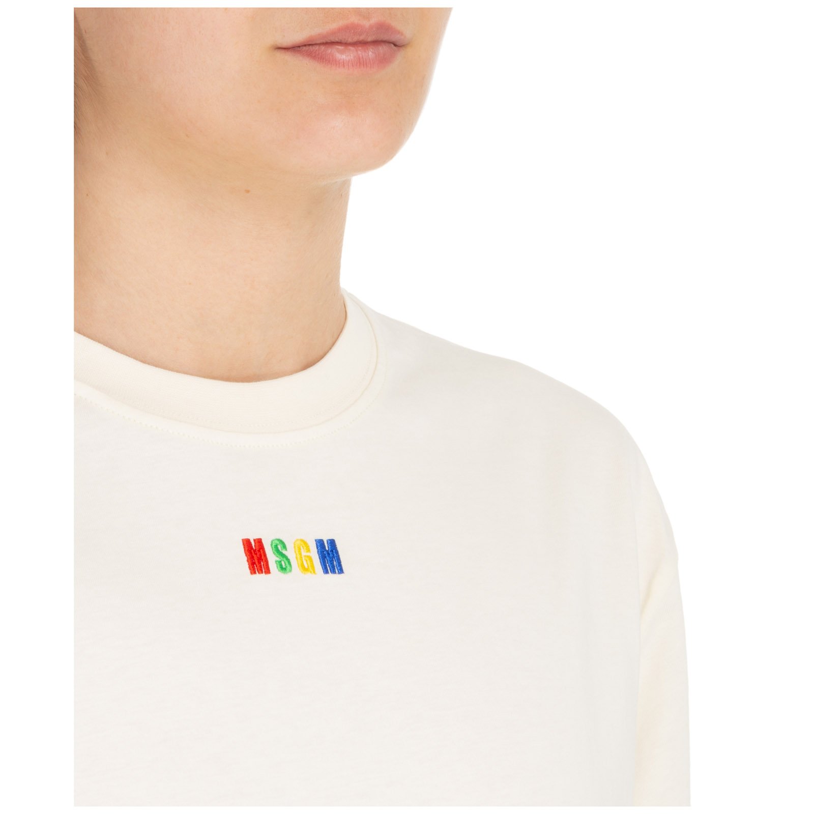 MSGM Logo Embroidered Crewneck T-Shirt