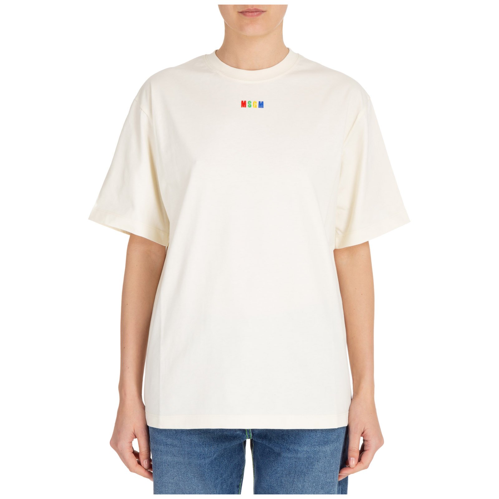 MSGM Logo Embroidered Crewneck T-Shirt