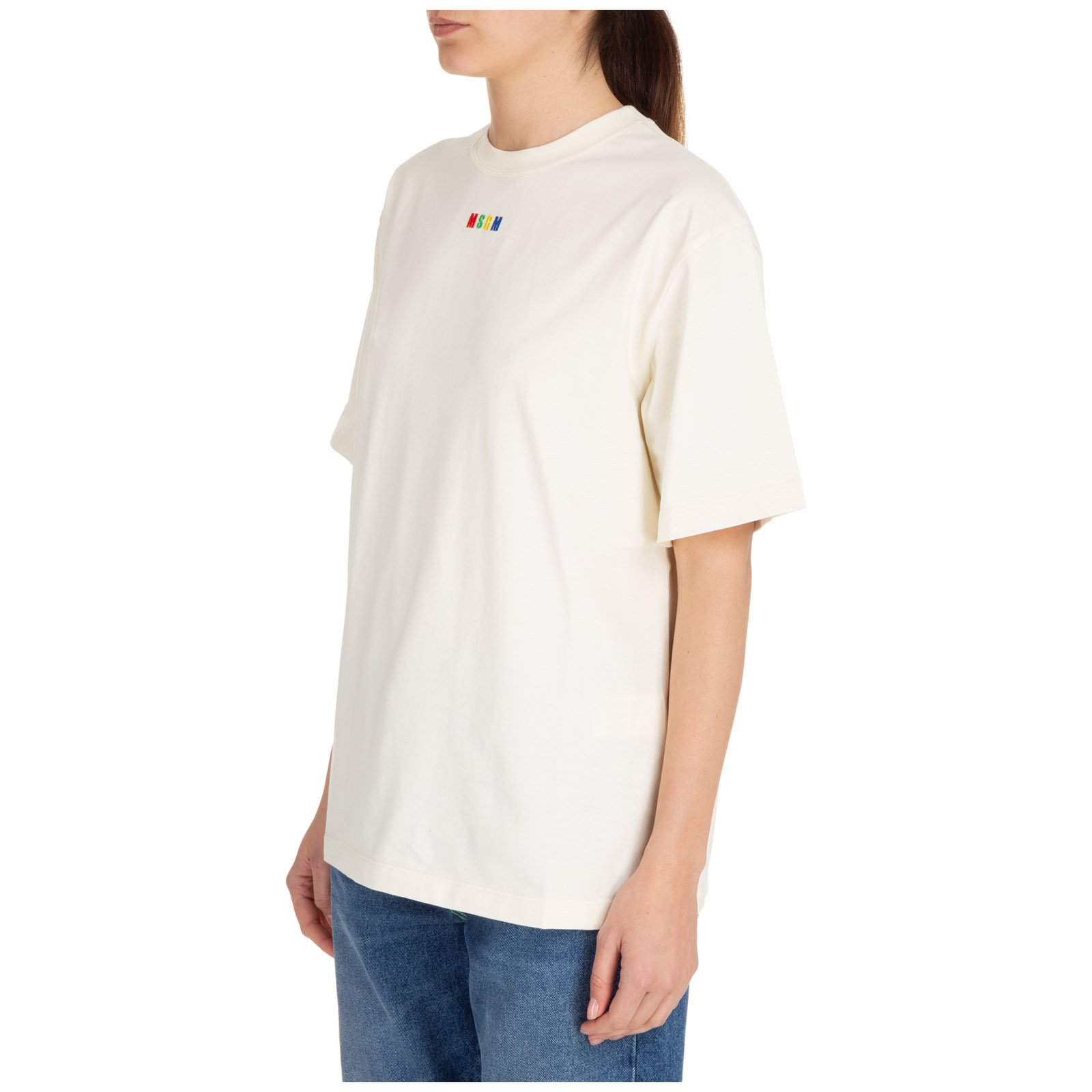 MSGM Logo Embroidered Crewneck T-Shirt