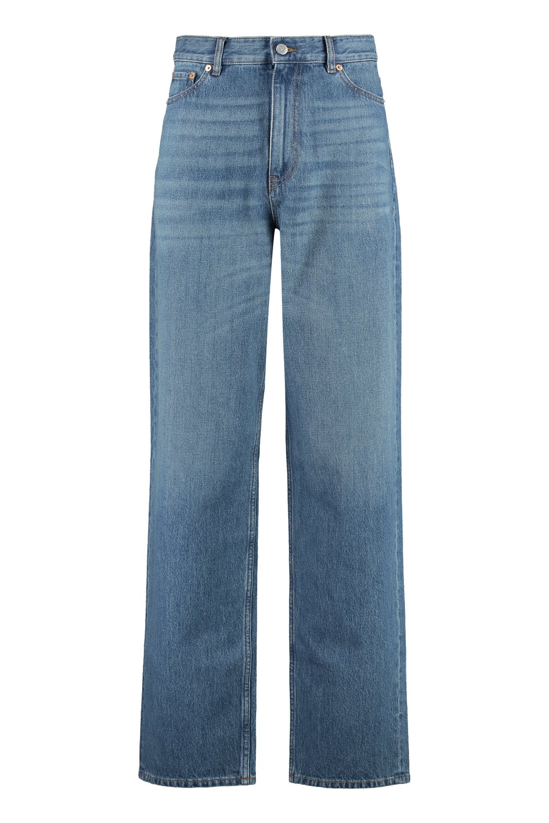 Valentino Logo Patch Wide Leg Jeans