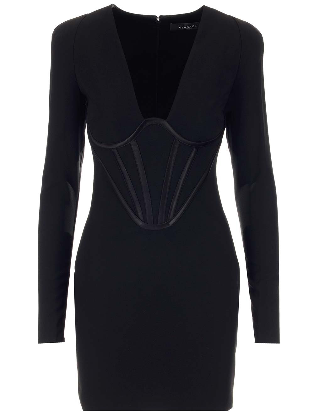 Versace Corset-Effect V-Neck Cocktail Dress