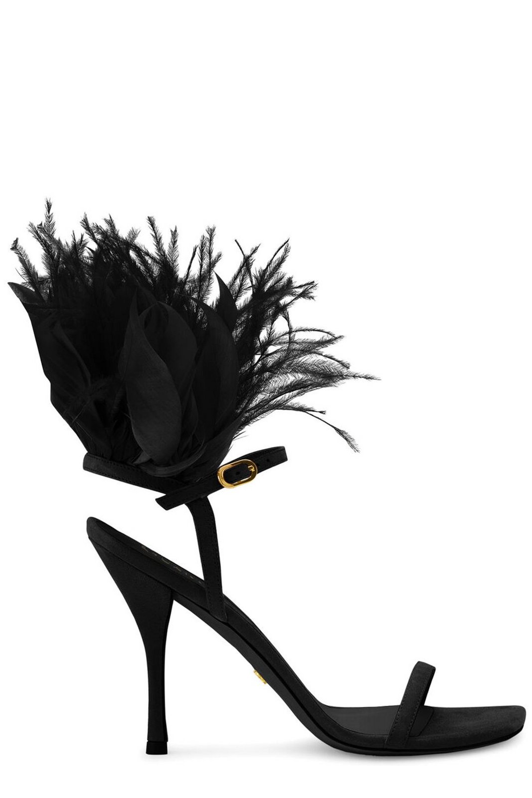 Stuart Weitzman Feather-Detailed Open-Toe Slingback Sandals