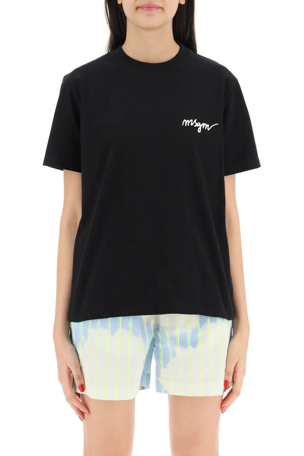 MSGM Logo Detailed Crewneck T-Shirt