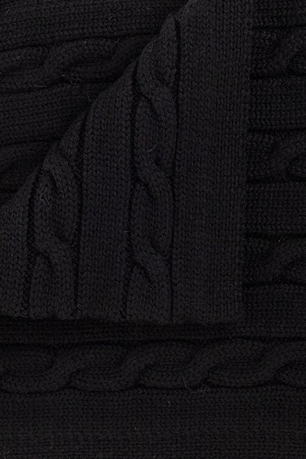 オフホワイト キッズ ロゴ エンブロイダリー ケーブル ニット マフラー