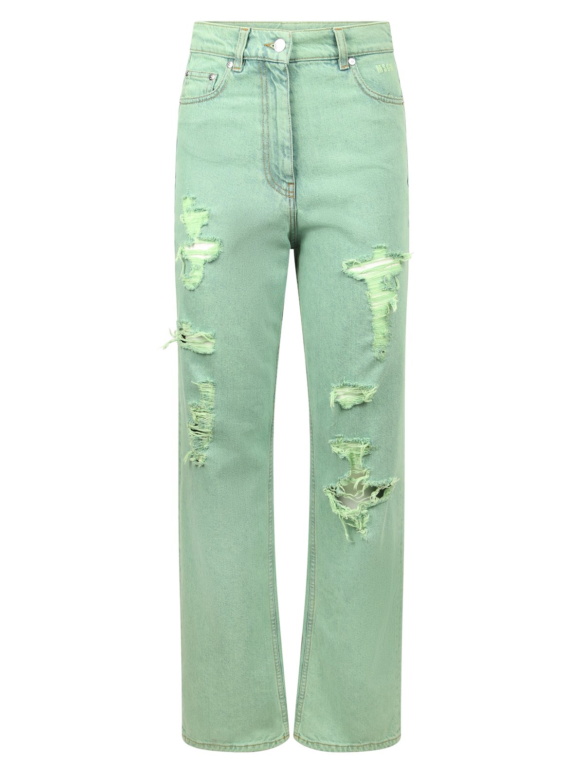 MSGM Distressed Straight-Leg Jeans