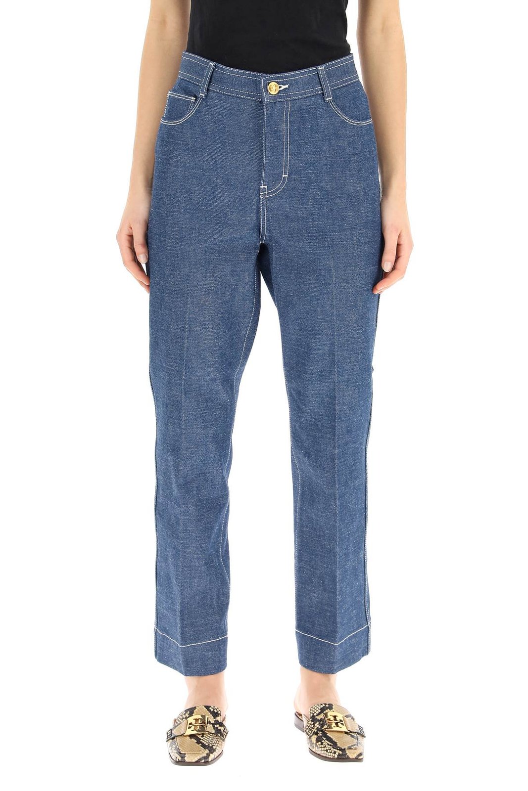 Tory Burch High Rise Cropped Jeans
