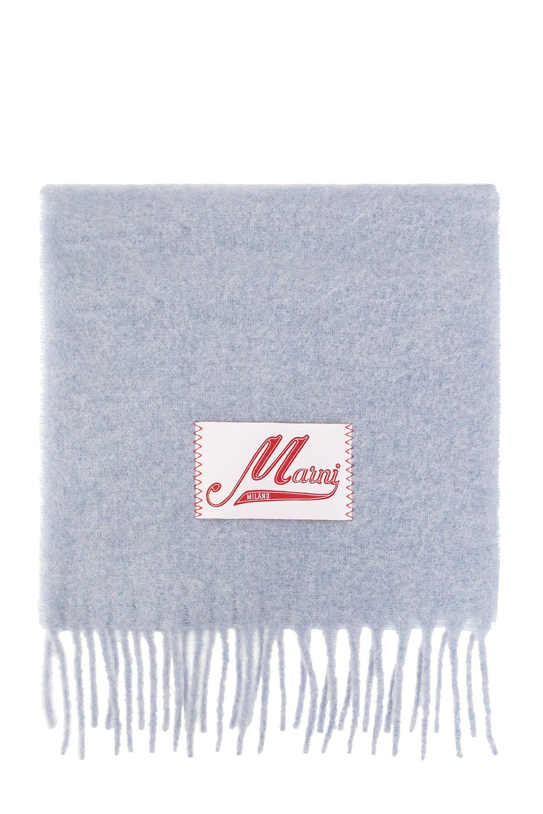 Marni Logo Patch Fringed-Edge Scarf