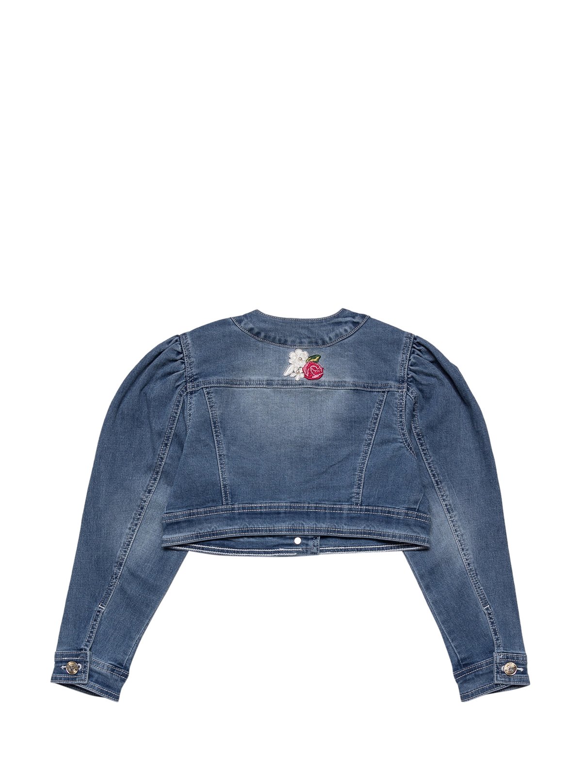 Monnalisa Floral Embroidered Denim Jacket