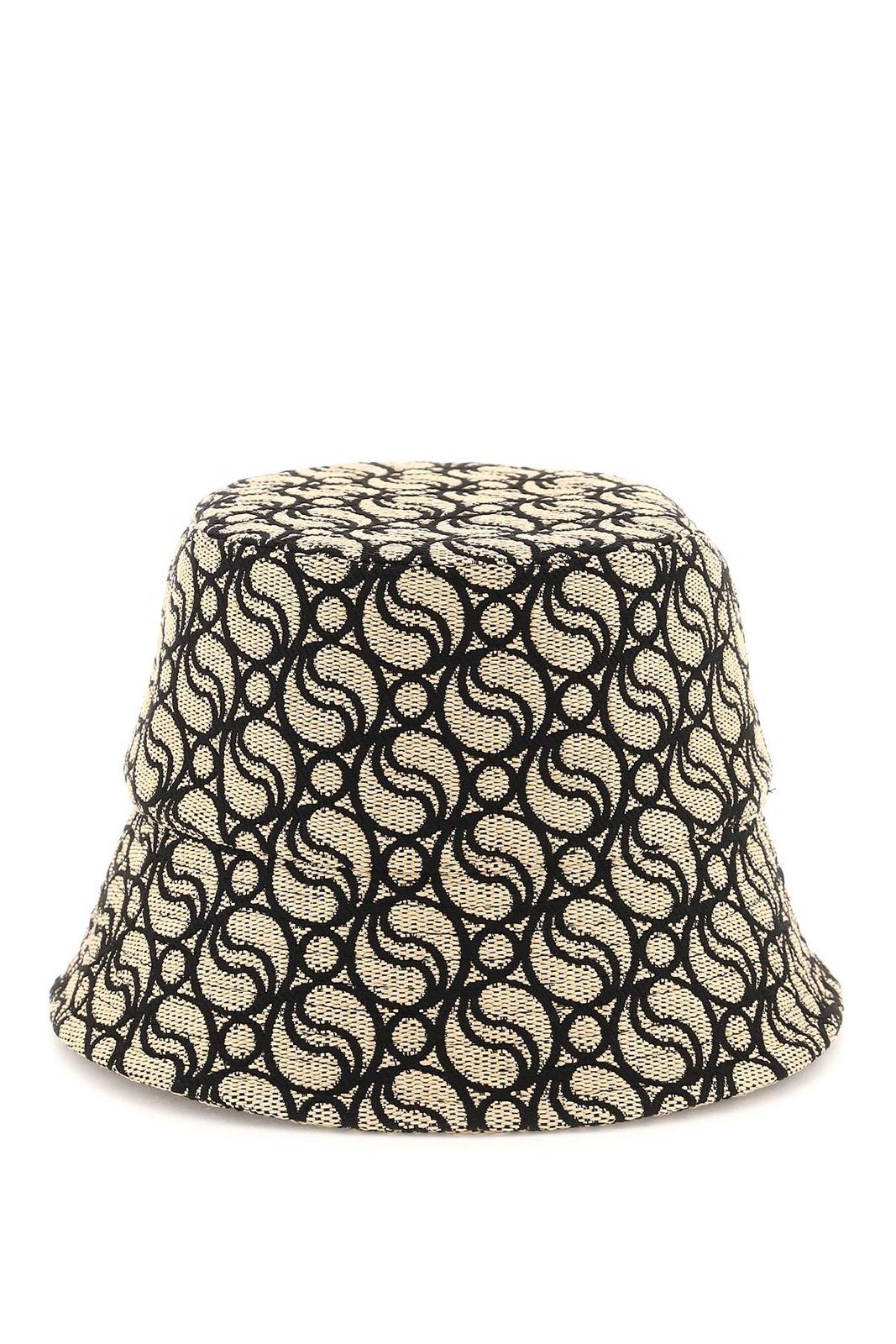 S Wave Woven Straw Logo-Patch Bucket Hat