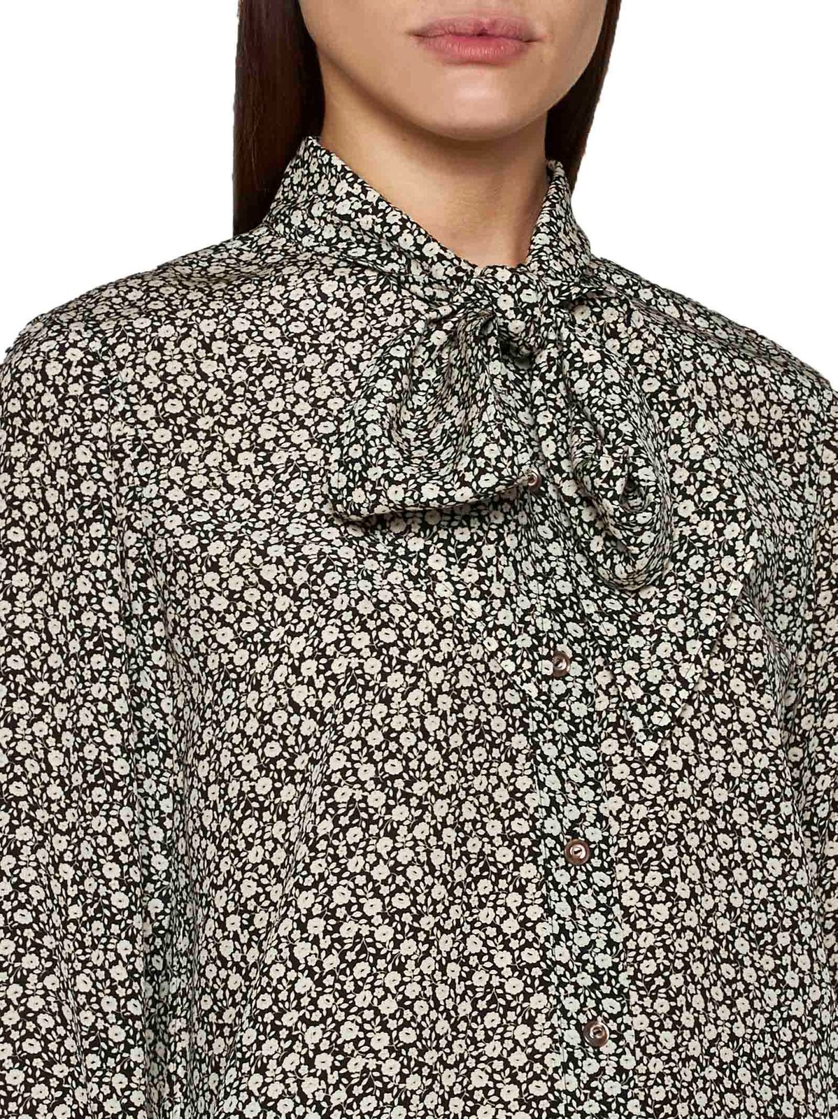 Tory Burch Ditsy Floral Printed Bow Blouse