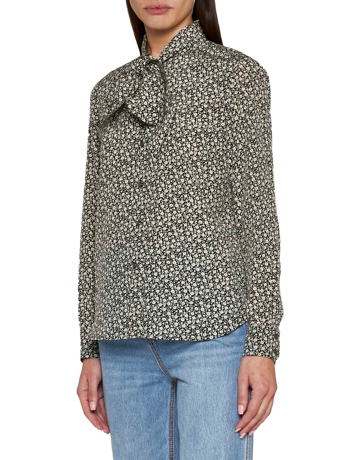 Tory Burch Ditsy Floral Printed Bow Blouse