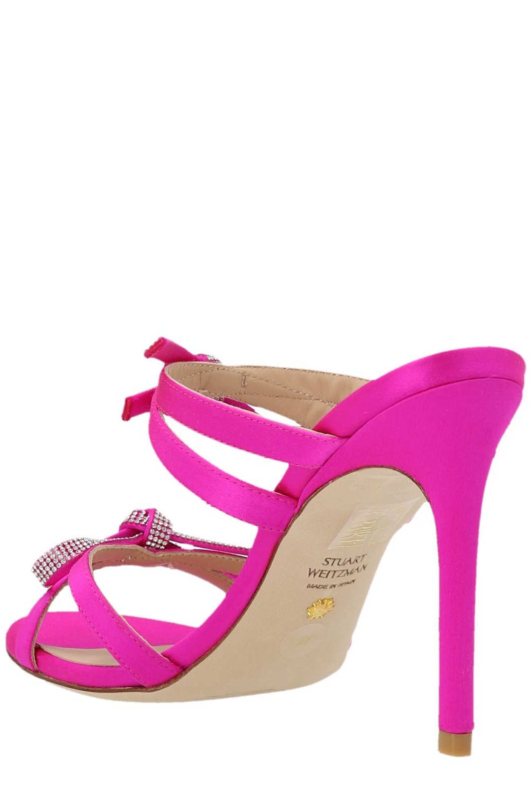Stuart Weitzman Bow-Detail Crystal-Embellished Heel Sandals