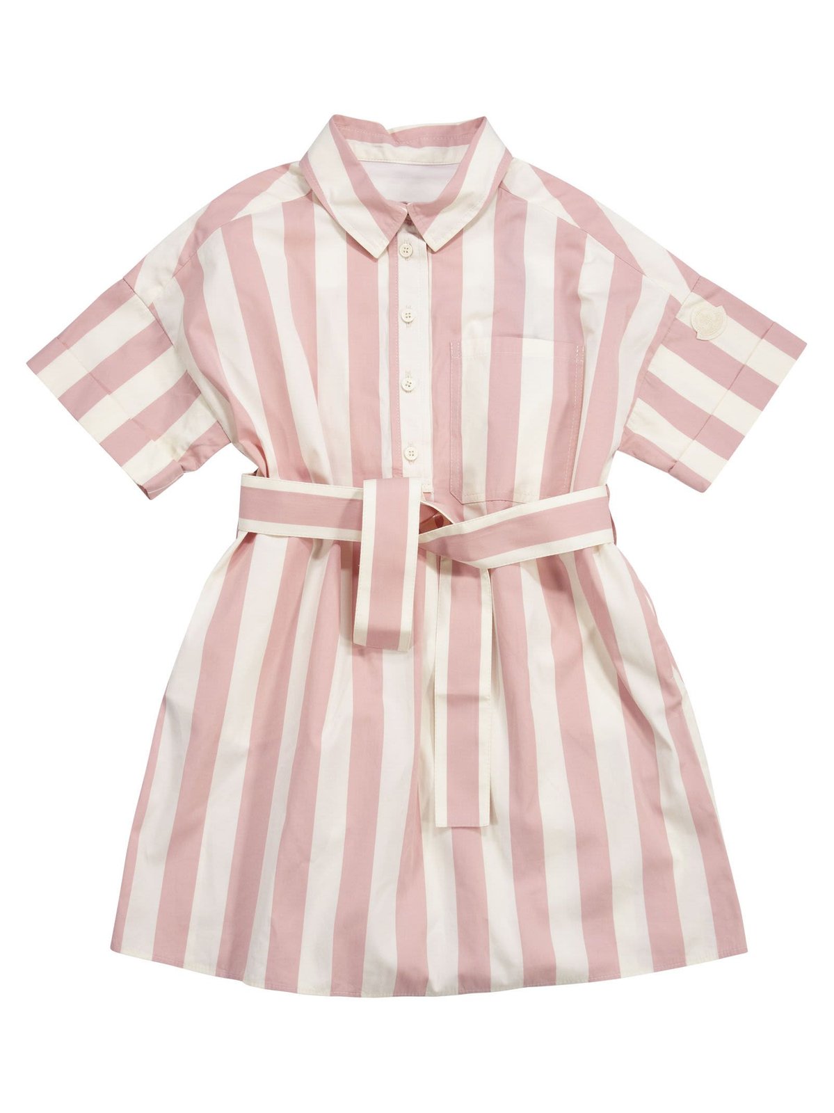 Moncler Enfant Belted Waist Striped Shirt Dress