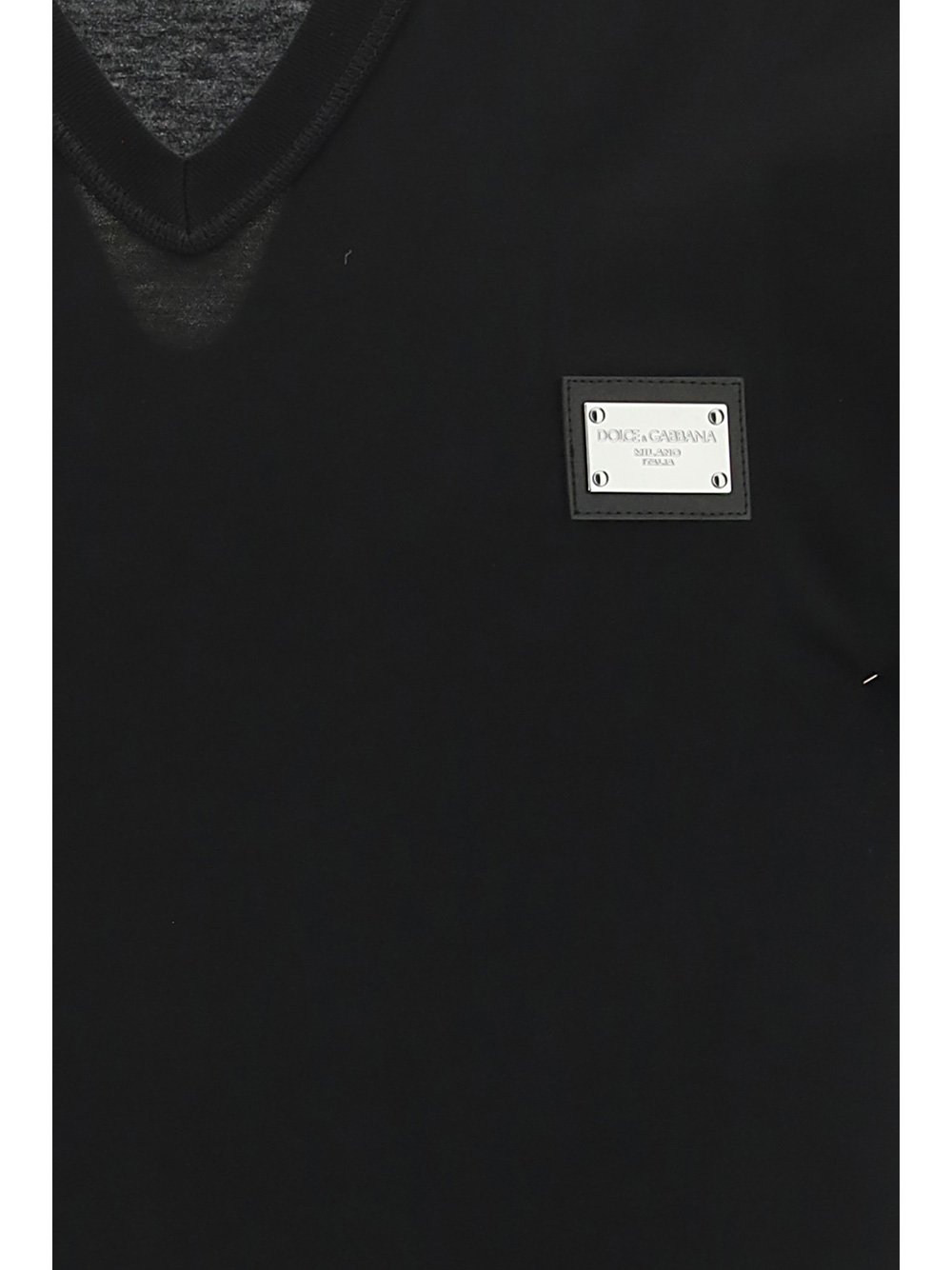 Dolce & Gabbana Logo Patch V-Neck T-Shirt