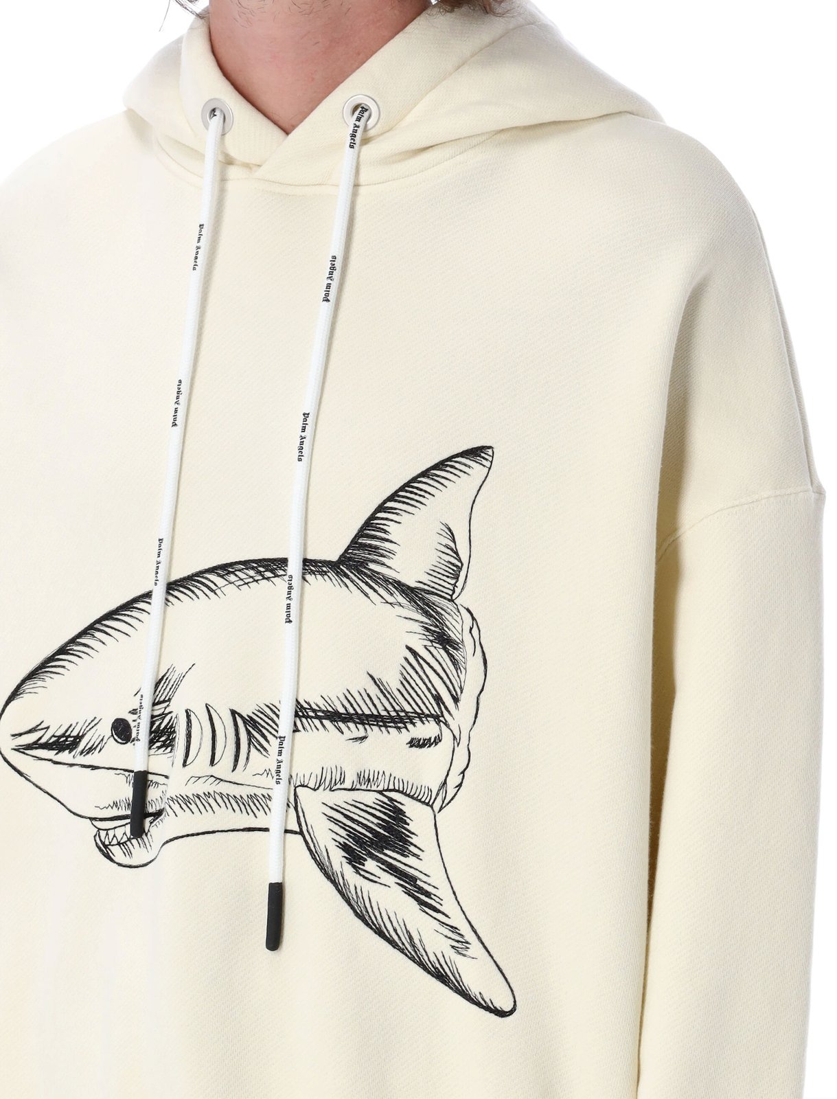 Palm Angels Slpit Shark Drawstring Hoodie