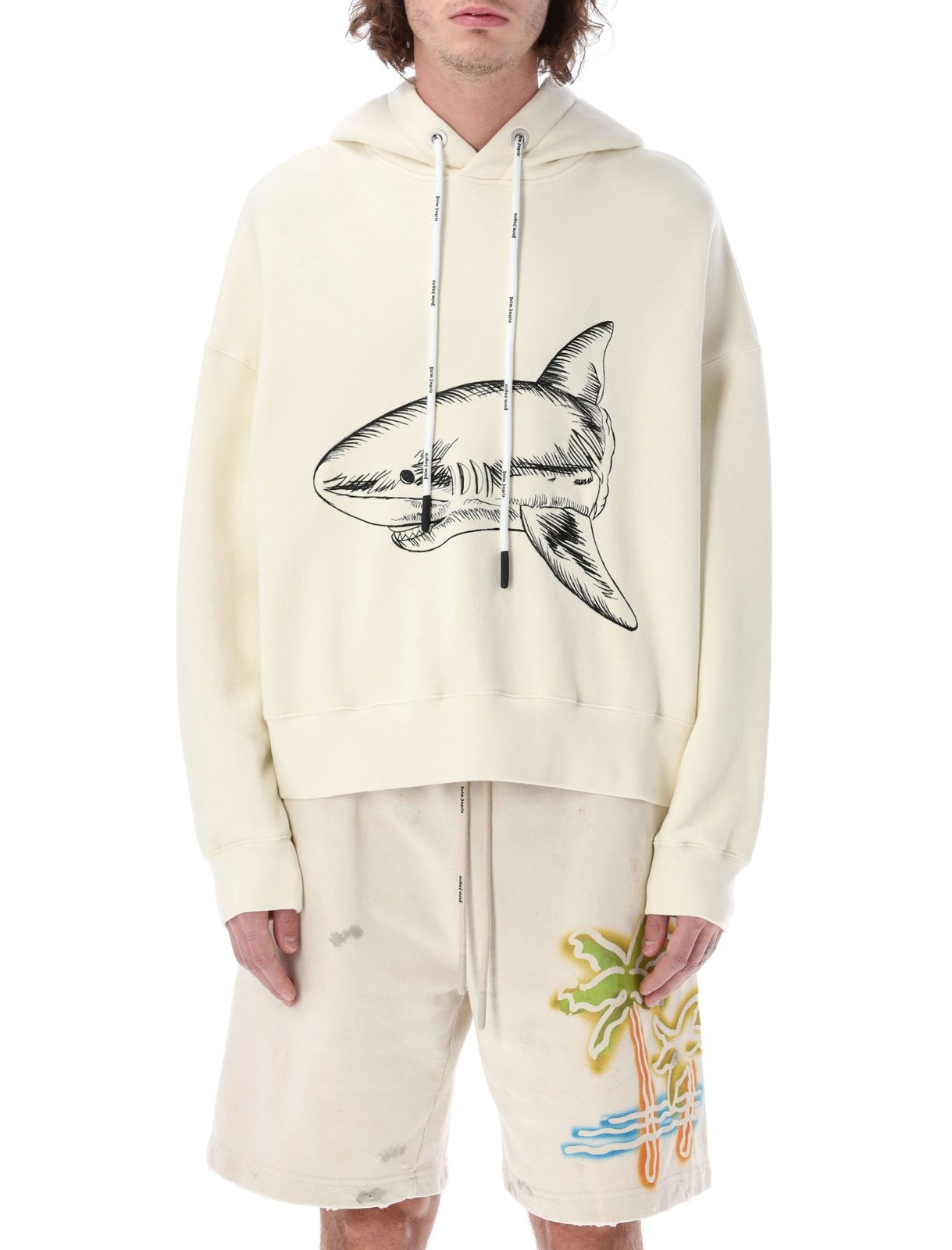 Palm Angels Slpit Shark Drawstring Hoodie