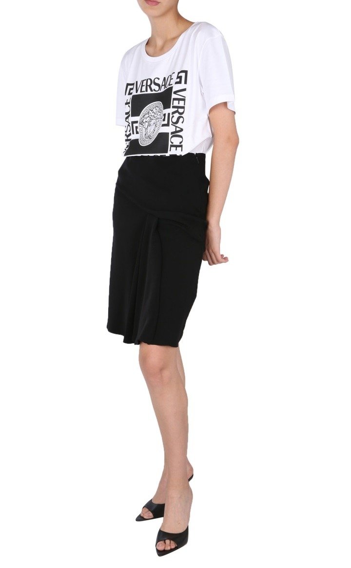 Versace High Waist Pinch-Pleated Skirt